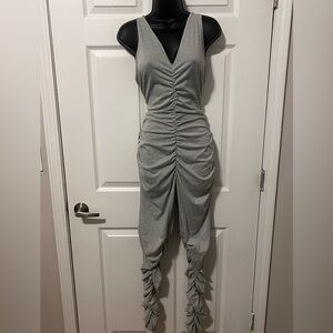 Elegant Gray Ruched Jumpsuit